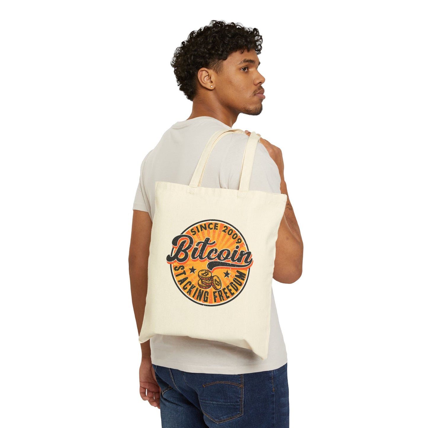BTC Stacking freedom Cotton Canvas Tote Bag