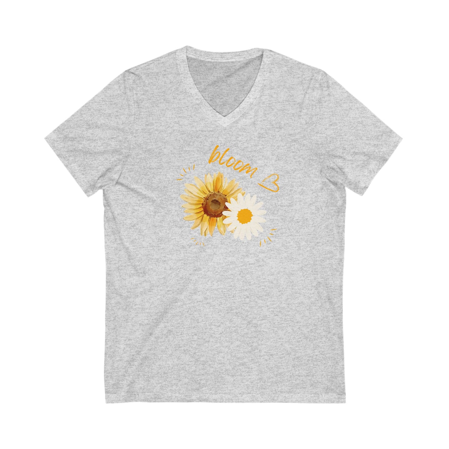 Blooming Love Unisex V-Neck Tee - Floral Design for Nature Lovers