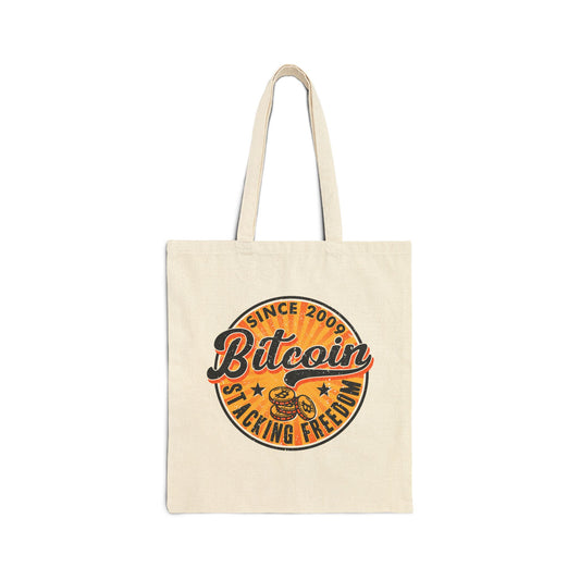 BTC Stacking freedom Cotton Canvas Tote Bag
