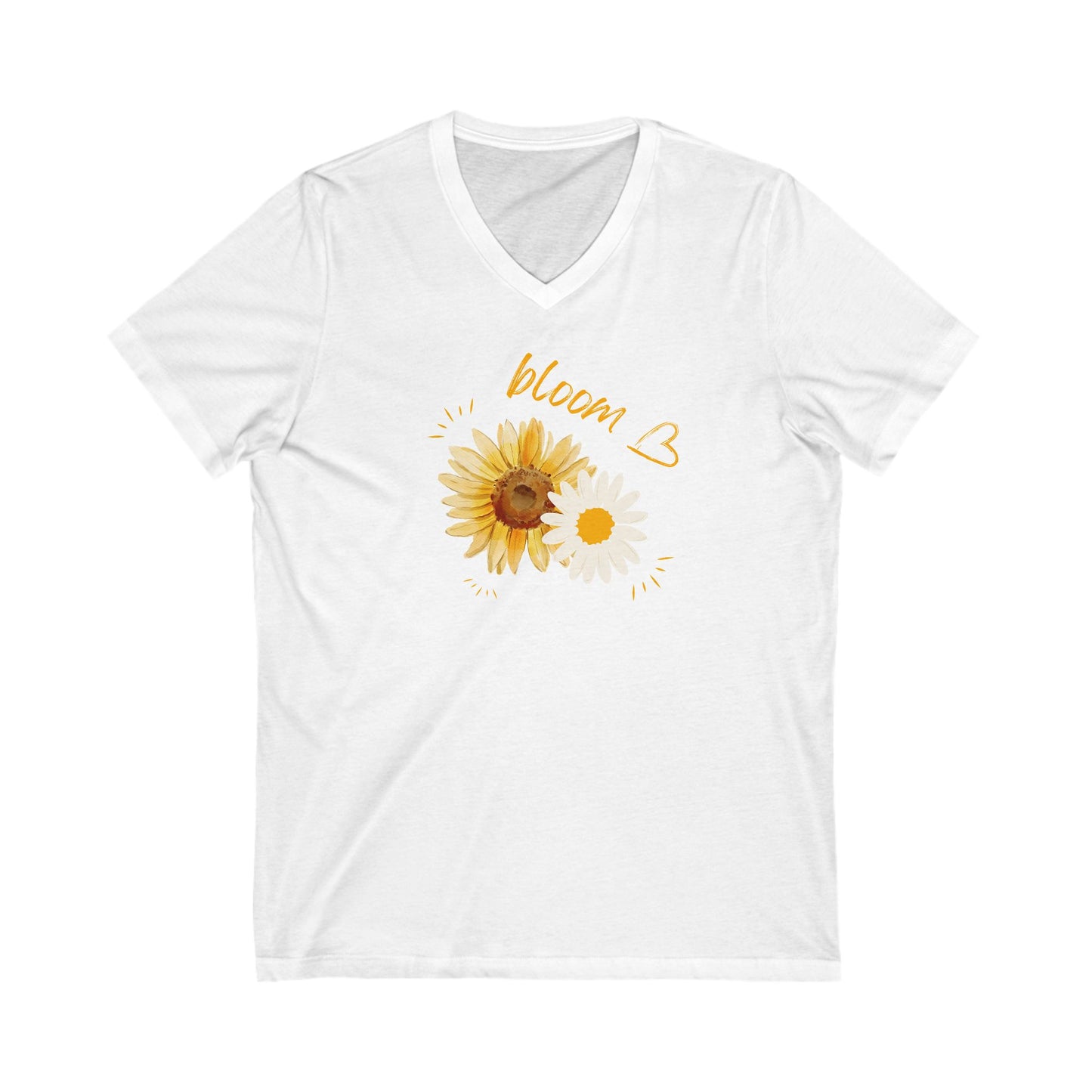 Blooming Love Unisex V-Neck Tee - Floral Design for Nature Lovers